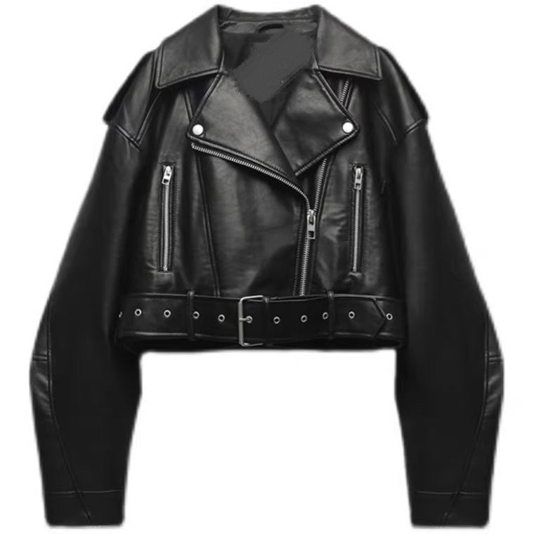VD FASHION - Women's oversized cropped biker jacket